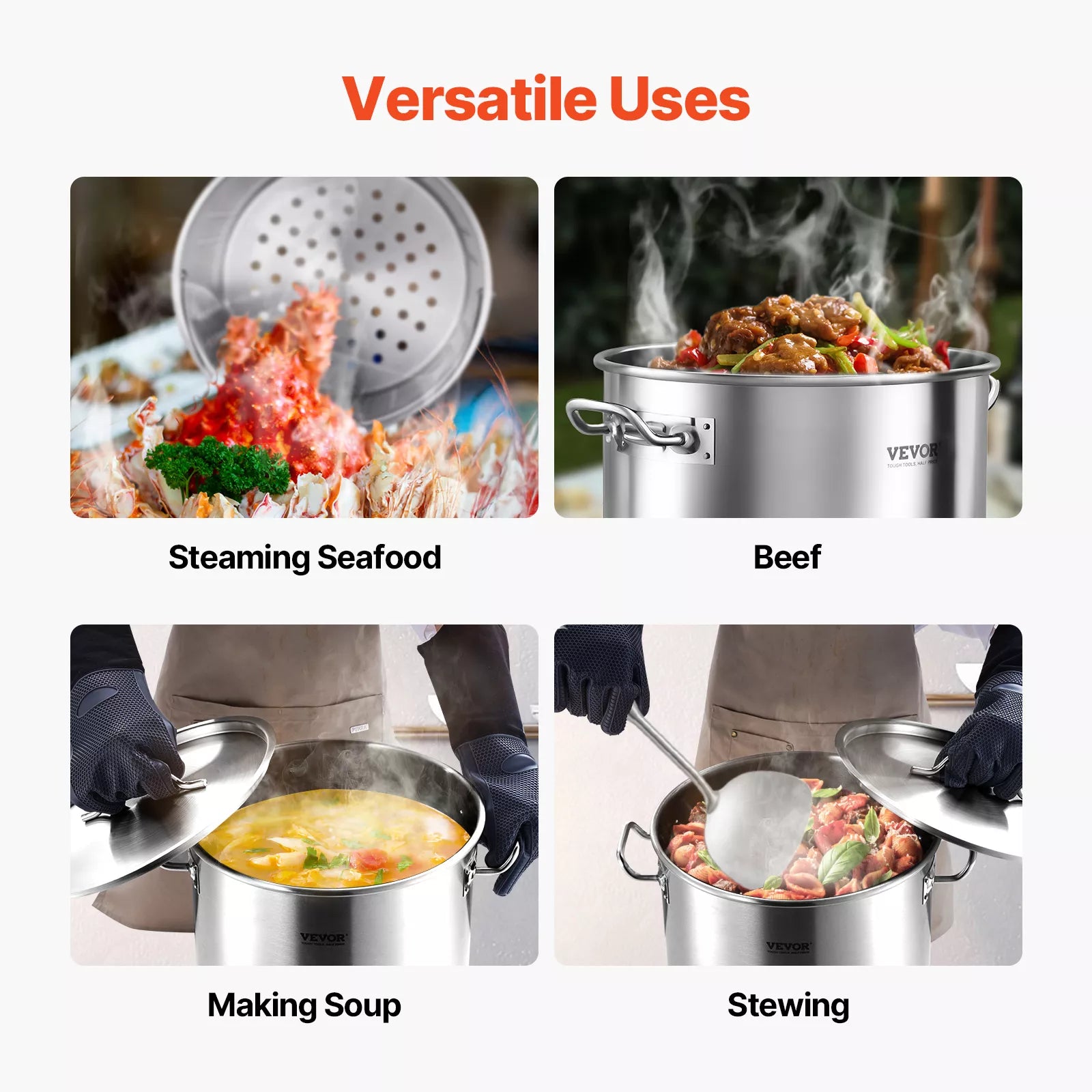 36QT Stainless Steel Stock Pot – Heavy Duty Chafing Dish for Cooking