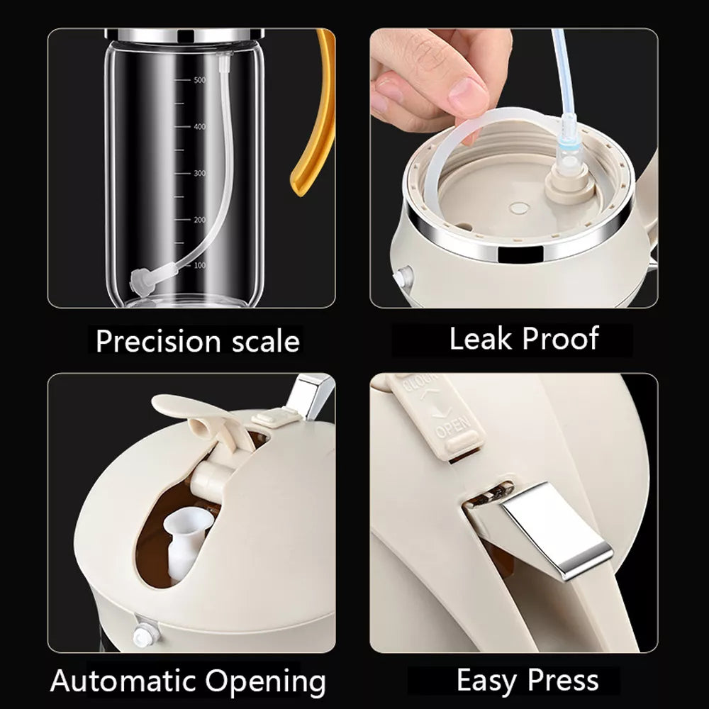 500ml Glass Oil Sprayer and Dispenser Bottle with Scale for Cooking & Grilling