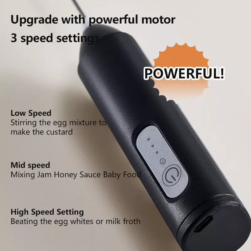 USB Rechargeable Milk Frother – 3-Speed Handheld Coffee Foam Maker