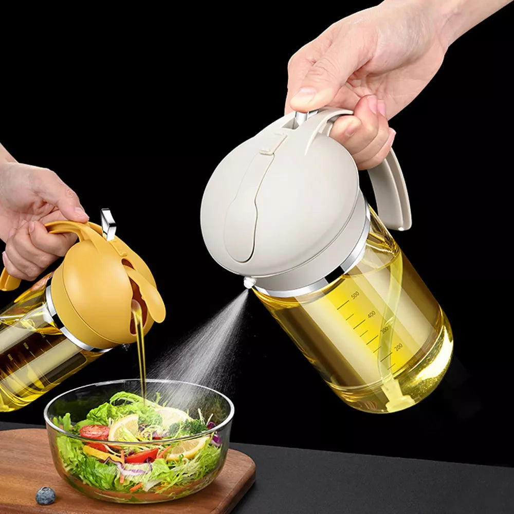 500ml Glass Oil Sprayer and Dispenser Bottle with Scale for Cooking & Grilling