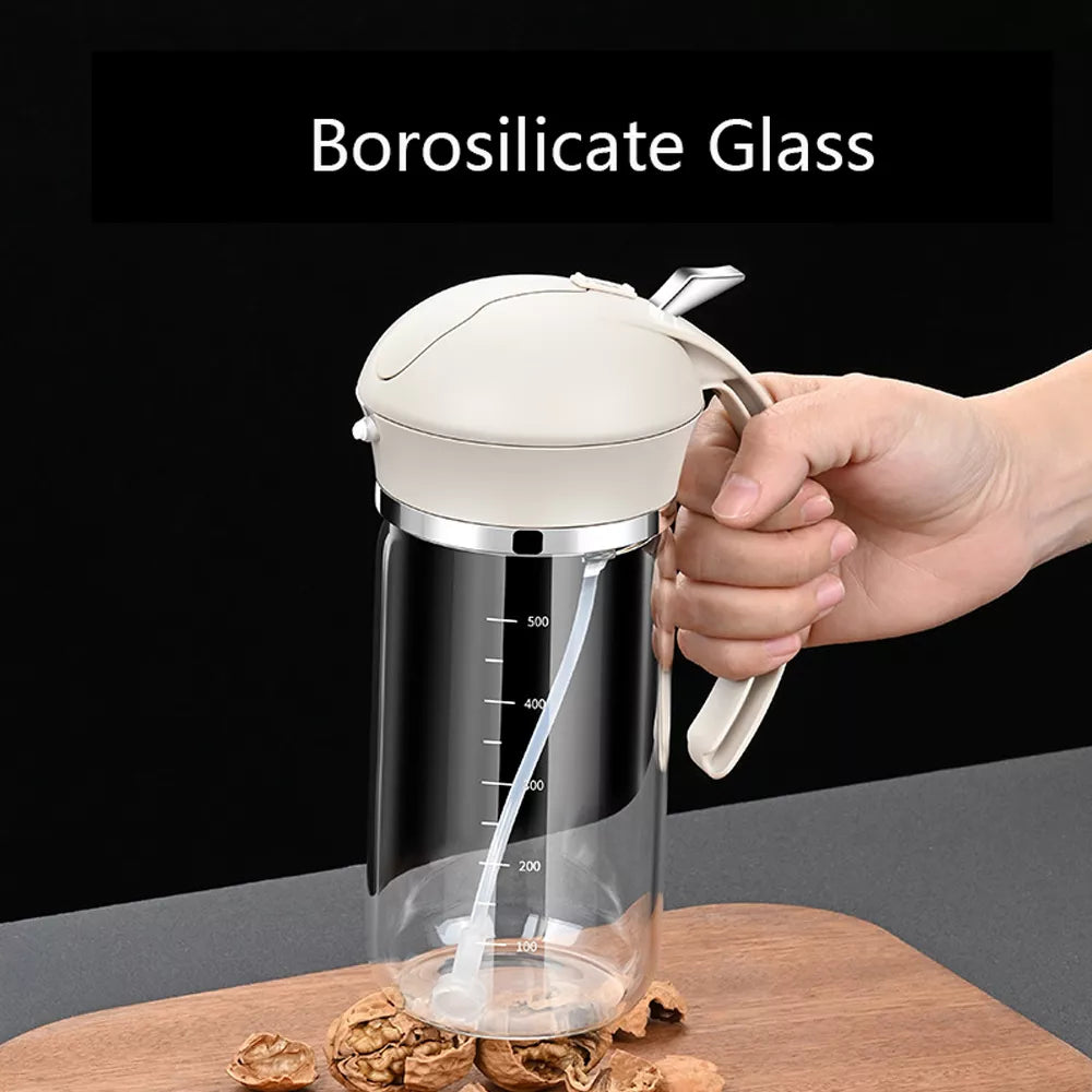 500ml Glass Oil Sprayer and Dispenser Bottle with Scale for Cooking & Grilling