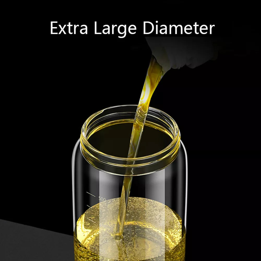 500ml Glass Oil Sprayer and Dispenser Bottle with Scale for Cooking & Grilling